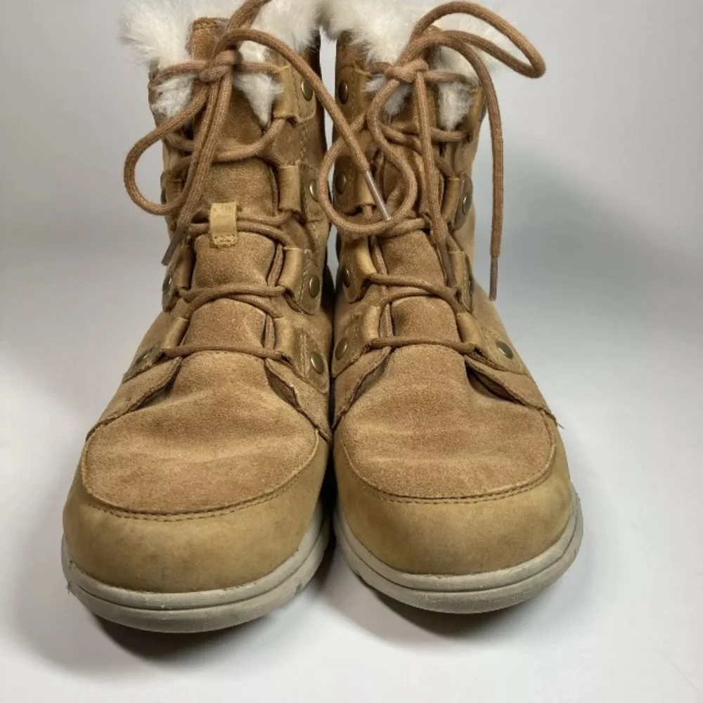 Sorel Explorer Next Joan Boots Womens 10 Waterproof Tan Suede faux fur lining